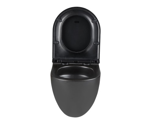 GLAZER BLACK MATT Унитаз подвесной безободковый с сиденьем микролифт,черный, LM, 9612004