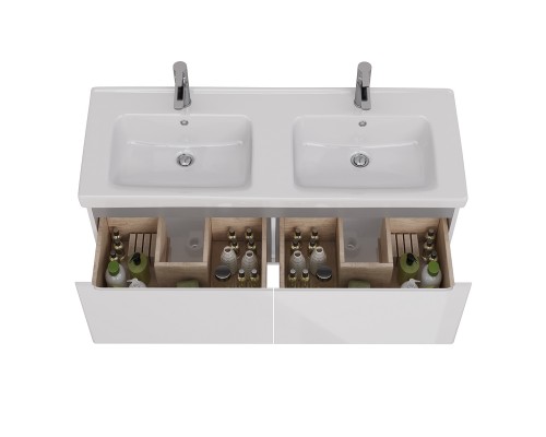 Тумба Lemark BUNO MINI 125 см под 2 раковины, подвесная, 2 ящика, цвет планки: Серый, цвет корпуса, Тумба Lemark BUNO MINI 125 см под 2 раковины, подвесная, 2 ящика, цвет планки: Серый, цвет корпуса,