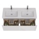 Тумба Lemark BUNO MINI 125 см под 2 раковины, подвесная, 2 ящика, цвет планки: Серый, цвет корпуса,