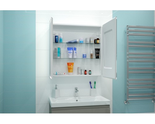 Зеркало-шкаф Elliott LED 800х800 с датчиком движения, розеткой