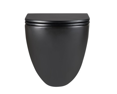 GLAZER BLACK MATT Унитаз подвесной безободковый с сиденьем микролифт,черный, LM, 9612004
