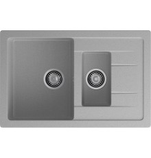GRANFEST Мойка композит QUADRO GF-Q--775KL 1.5-чаш+крыло 775*500мм   серый арт.GF-