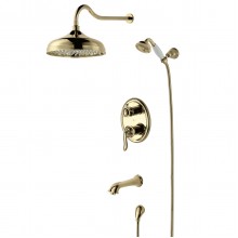 Brava Смеситель для ванны и душа, монолит.излив 170мм верх.лейка встраив., р/ОД, золото, LM, LM4722G