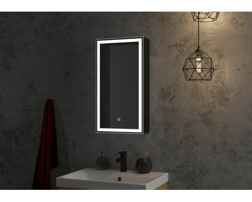 Зеркало-шкаф Mirror Box black Led 350х650 левый