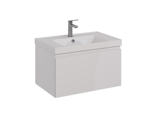 Тумба Lemark VEON MINI 70 см под 1 раковину, подвесная,1 ящик, цвет корпуса, фасада: Белый глянец  