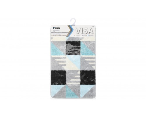 Коврик для ванной Fixsen Visa 1-ый FX-5005Z, серо-бирюзовый, 50х80см 