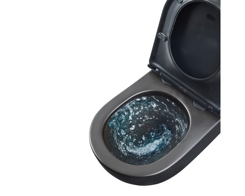 GLAZER BLACK MATT Унитаз подвесной безободковый с сиденьем микролифт,черный, LM, 9612004