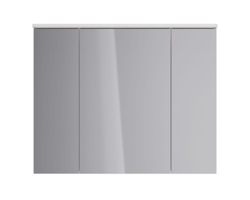 Шкаф зеркальный Lemark ZENON 100х80 см 3-х дверный, с козырьком-подсветкой, с розеткой, цвет корпуса
