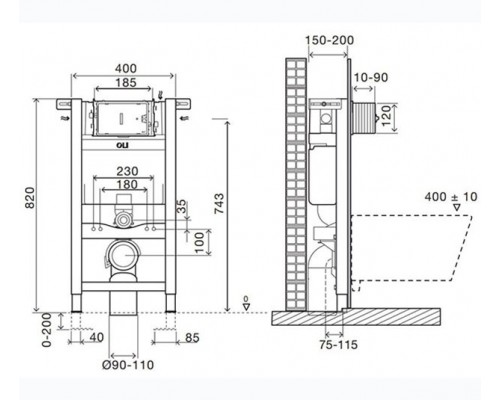 721703 Инсталляция EXPERT PLUS Sanitarblock (0400*0820*0150), механическая, OLI 721703 Инсталляция EXPERT PLUS Sanitarblock (0400*0820*0150), механическая, OLI