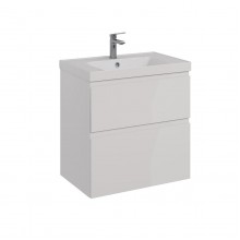 Тумба Lemark VEON 70 см под 1 раковину, подвесная/напольная, 2 ящика, цвет корпуса, фасада: Белый гл