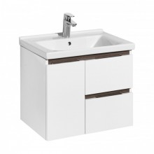 Тумба РЕНЕ 60, белая, грецкий орех (под раковину МИРАНДА 60) 