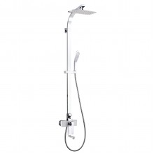 Melange Смеситель для ванны-душа, пов.излив 183мм лейка'Троп.дождь', р/ОД, хром/белый, LM, LM4962CW