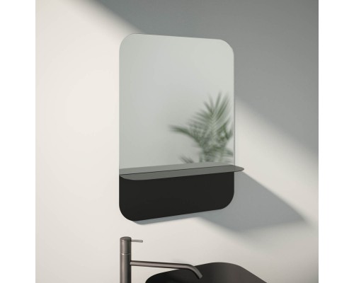 Зеркало настенное с полочкой (цвет: черный) Shadow EVOFORM 50x70 см, BY 0551