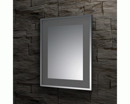 Зеркало настенное в багетной раме хром со встроенным LED-светильником Ledside EVOFORM 70x75 см, BY 2202