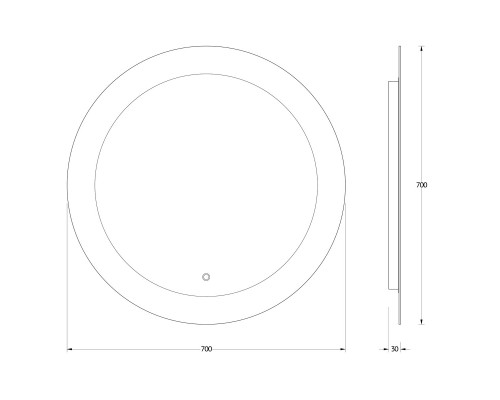 Зеркало настенное с LED-подсветкой, сенсорный выключатель, Ledshine EVOFORM 70х70 см, BY 2624