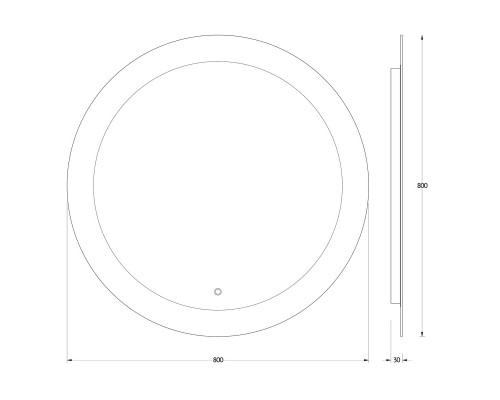 Зеркало настенное с LED-подсветкой, сенсорный выключатель, Ledshine EVOFORM 80х80 см, BY 2625