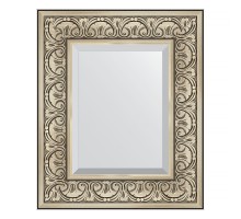 Зеркало настенное с фацетом EVOFORM в багетной раме барокко серебро, 50х60 см, BY 3372
