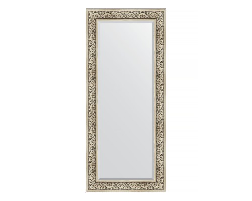 Зеркало настенное с фацетом EVOFORM в багетной раме барокко серебро, 70х160 см, BY 3580