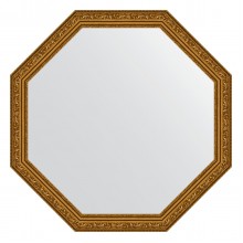 Зеркало настенное Octagon EVOFORM в багетной раме виньетка состаренное золото, 70,4х70,4 см, BY 3690