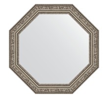 Зеркало настенное Octagon EVOFORM в багетной раме виньетка состаренное серебро, 50,4х50,4 см, BY 3691