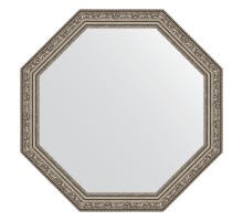 Зеркало настенное Octagon EVOFORM в багетной раме виньетка состаренное серебро, 60,4х60,4 см, BY 3692