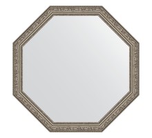 Зеркало настенное Octagon EVOFORM в багетной раме виньетка состаренное серебро, 70,4х70,4 см, BY 3693