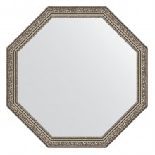 Зеркало настенное Octagon EVOFORM в багетной раме виньетка состаренное серебро, 70,4х70,4 см, BY 3693