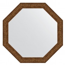 Зеркало настенное Octagon EVOFORM в багетной раме виньетка состаренная бронза, 60,4х60,4 см, BY 3695