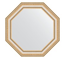 Зеркало настенное Octagon EVOFORM в багетной раме золотые бусы на серебре, 51,6х51,6 см, BY 3709