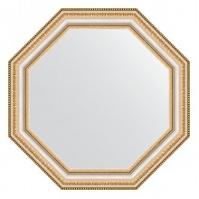 Зеркало настенное Octagon EVOFORM в багетной раме золотые бусы на серебре, 51,6х51,6 см, BY 3709