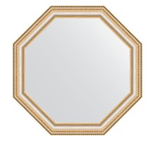 Зеркало настенное Octagon EVOFORM в багетной раме золотые бусы на серебре, 61,6х61,6 см, BY 3710