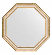 Зеркало настенное Octagon EVOFORM в багетной раме золотые бусы на серебре, 61,6х61,6 см, BY 3710