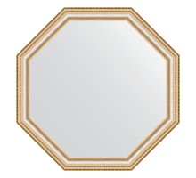 Зеркало настенное Octagon EVOFORM в багетной раме золотые бусы на серебре, 71,6х71,6 см, BY 3711