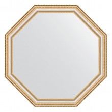 Зеркало настенное Octagon EVOFORM в багетной раме золотые бусы на серебре, 71,6х71,6 см, BY 3711