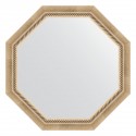 Зеркало настенное Octagon EVOFORM в багетной раме состаренное серебро с плетением, 73,2х73,2 см, BY 3756