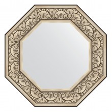 Зеркало настенное Octagon EVOFORM в багетной раме барокко серебро, 60,4х60,4 см, BY 3847