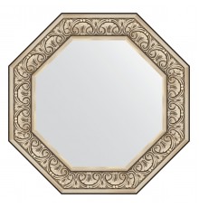 Зеркало настенное Octagon EVOFORM в багетной раме барокко серебро, 70,4х70,4 см, BY 3848