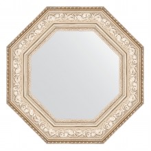 Зеркало настенное Octagon EVOFORM в багетной раме виньетка серебро, 60,6х60,6 см, BY 3853