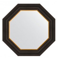 Зеркало настенное Octagon EVOFORM в багетной раме чёрное дерево с золотом, 54х54 см, BY 3874