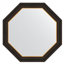 Зеркало настенное Octagon EVOFORM в багетной раме чёрное дерево с золотом, 74х74 см, BY 3876