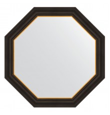 Зеркало настенное Octagon EVOFORM в багетной раме чёрное дерево с золотом, 74х74 см, BY 3876