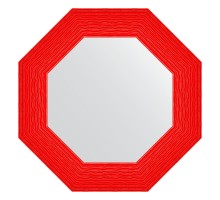 Зеркало настенное Octagon EVOFORM в багетной раме красная волна, 57х57 см, BY 3883