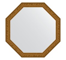 Зеркало настенное Octagon EVOFORM в багетной раме виньетка состаренное золото, 65х65 см, BY 3966