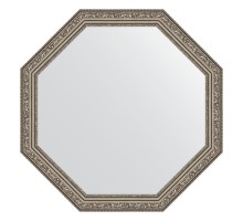 Зеркало настенное Octagon EVOFORM в багетной раме виньетка состаренное серебро, 65х65 см, BY 3968
