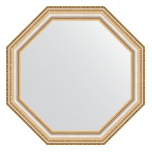 Зеркало настенное Octagon EVOFORM в багетной раме золотые бусы на серебре, 56х56 см, BY 3979