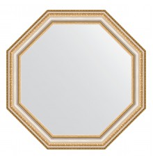 Зеркало настенное Octagon EVOFORM в багетной раме золотые бусы на серебре, 56х56 см, BY 3979
