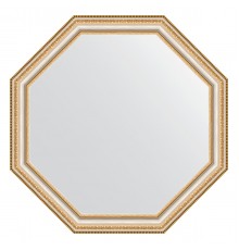 Зеркало настенное Octagon EVOFORM в багетной раме золотые бусы на серебре, 66х66 см, BY 3980