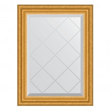 Зеркало настенное с гравировкой EVOFORM в багетной раме состаренное золото, 52х70 см, BY 4001