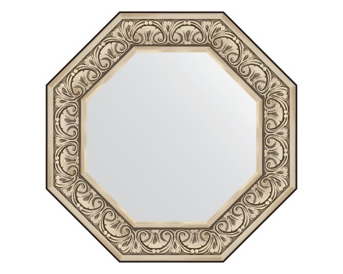 Зеркало настенное Octagon EVOFORM в багетной раме барокко серебро, 65х65 см, BY 7382