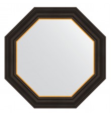 Зеркало настенное Octagon EVOFORM в багетной раме чёрное дерево с золотом, 58х58 см, BY 7402